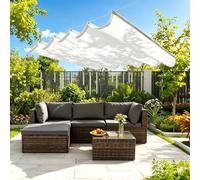 Ondulée Auvent 150 x 220 cm Protection UV 98% Imperméable Toile PES Résistant, Imperméable Toile Ombrage Cordes de Fixation et avec Œillets pour Patio, Blanc
