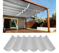 Ondulée Auvent 150 x 490 cm PES avec 98% Protection UV Protection Solaire, Résistant, Voiles Ombrages Rectangulaire avec Œillets et Cordes de Fixation pour Jardins, Gris Clair