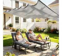 Ondulée Auvent 160 x 220 cm Protection UV 98% Imperméable Toile PES Résistant, Voile d'ombrage Imperméable Rectangulaire Cordes de Fixation et avec Œillets pour Patio, Gris Clair