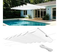Ondulée Auvent 165 x 220 cm PES avec 98% Protection UV Protection Solaire, Résistant, Toile Ombrage Imperméable avec Œillets et Cordes de Fixation pour Patio, Blanc
