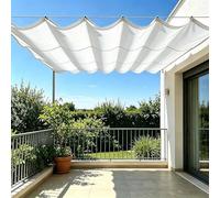 Ondulée Auvent 165 x 220 cm Protection UV 98% Imperméable Toile PES Résistant, Voile d'ombrage Imperméable Carré Cordes de Fixation et avec Œillets pour Patio, Blanc