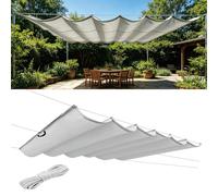 Ondulée Auvent 180 x 220 cm PES avec 98% Protection UV Protection Solaire, Résistant, Voile d'ombrage Carré Filet Ombrages avec Œillets et Cordes de Fixation pour Jardins, Gris Clair
