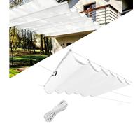 Ondulée Auvent 180 x 220 cm Protection UV 98% Imperméable Toile PES Résistant, Store Pare-Soleil Étanche Cordes de Fixation et avec Œillets pour Patio, Blanc