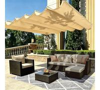 Ondulée Auvent 195 x 220 cm PES avec 98% Protection UV Protection Solaire, Résistant, Filet d'ombrage Bâche Ombrage avec Œillets et Cordes de Fixation pour Jardins, Jaune Sable