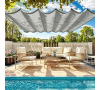 Ondulée Auvent 195 x 220 cm Protection UV 98% Imperméable Toile PES Résistant, Voile d'ombrage Imperméable Carré Cordes de Fixation et avec Œillets pour Patio, Gris Clair