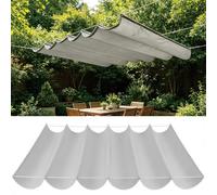 Ondulée Auvent 195 x 220 cm Protection UV 98% Imperméable Toile PES Résistant, Voile Solaire Toile-Ombrage Cordes de Fixation et avec Œillets pour Patio, Gris Clair