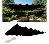 Ondulée Auvent 210 x 220 cm PES avec 98% Protection UV Protection Solaire, Résistant, Voile d'ombrage Carré Filet Ombrages avec Œillets et Cordes de Fixation pour Jardins, Noir