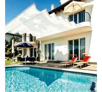 Ondulée Auvent 210 x 220 cm PES avec 98% Protection UV Protection Solaire, Résistant, Voile d'ombrage Imperméable Carré avec Œillets et Cordes de Fixation pour Jardins, Blanc