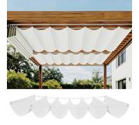 Ondulée Auvent 210 x 220 cm Protection UV 98% Imperméable Toile PES Résistant, Filet d'ombrage Bâche Ombrage Cordes de Fixation et avec Œillets pour Patio, Blanc
