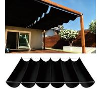 Ondulée Auvent 220 x 510 cm PES avec 98% Protection UV Protection Solaire, Résistant, Voiles Ombrages Rectangulaire avec Œillets et Cordes de Fixation pour Jardins, Noir