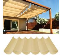 Ondulée Auvent 220 x 570 cm PES avec 98% Protection UV Protection Solaire, Résistant, Voiles Ombrages Rectangulaire avec Œillets et Cordes de Fixation pour Jardins, Jaune Sable