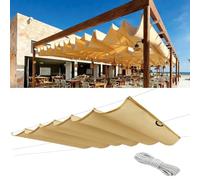 Ondulée Auvent 90 x 220 cm PES avec 98% Protection UV Protection Solaire, Résistant, Solaire Auvent Cordes de Fixation et avec Œillets pour Jardins, Jaune Sable