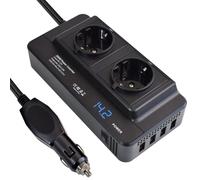 Onduleur 12V 220V 230V 240V 200W Prise Allume Cigare, Charge Rapide PD36W QC3.0 2 Prises EU 4 Ports USB Type-C, Affichage Numérique pour Voiture Camping Camping-Car Bateau