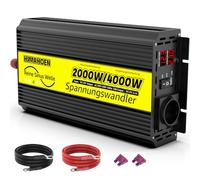 Onduleur 12V à 230V 2000w/4000w convertisseur de Tension à Onde sinusoïdale Pure pour Camion de Camping-Car avec Port USB 5V/2.1A intégré