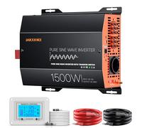 Onduleur 1500W Convertisseur Pur Sinus 12V/230V Off-Grid avec Commutateur Automatique réseau/Batterie, Bornes d'entrée/Sortie AC,Télécommande LCD,pour Camping-Cars, Camion,Caravane,Bateau