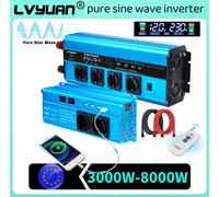 Onduleur à onde sinusoïdale Pure 3000W-8000W, puissance de pointe DC12V DC24V AC220V, écran LCD, prise ue 50Hz, alimentation extérieure 8000W peak power