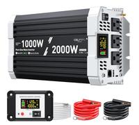 Onduleur à onde sinusoïdale pure de 1 000 W, onduleur de puissance 12 V CC à 110 V CA, utilisé pour l'alimentation solaire d'urgence dans les maisons de camping-car, avec 3 prises de sortie CA