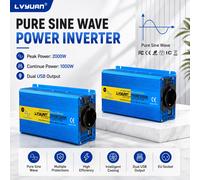 Onduleur à onde sinusoïdale pure LVYUAN, modèles 12V 24V vers AC 230V 1000W 1200W 2000W de pointe, prise EU, double USB pour voiture, camping-car, maison, alimentation de secours