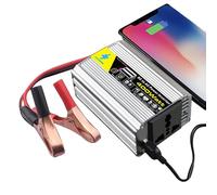 Onduleur à ondes sinusoïdales - Châssis argenté compact de 8,5 x 6,5 x 3,8 cm + Conception de protection d'alerte d'état d'économie d'énergie - Pour le camping et les voyages hors réseau Alimentation