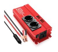 Onduleur Convertisseur De Tension 1300 W/2600 W pour Voiture DC 12 V AC 220 Prise UE Et Universelle Sortie USB Charge Rapide Affichage LED Power Inverter(12V,1000W-2000W Red)