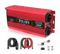 Onduleur Convertisseur Puissance À Onduleur avec Écran LCD Prise UE 50Hz Puissance Crête 3000W 6000W Tension Sortie AC 220V 12V 24V Double Tension Transformateur(1500W-3000W Red)
