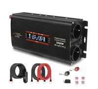 Onduleur Convertisseur Puissance Double Tension 3000 W/6000 W Tension Sortie AC 220 V 12 V 24 V Écran LCD Prise UE 50 Hz Transformateur(1500W-3000W Black)