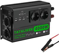 Onduleur DC/AC, onde sinusoïdale pure, plusieurs ports USB, 24V4000W-noir, Europe, 220-240V 50HZ