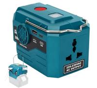 Onduleur de Batterie 200W Compatible avec Makita 18V Batteries, Convertisseur de Puissance, Convertisseur de Tension DC 18V vers AC 220V, avec USB Type-C Prises, Lampe LED 280LM pour Batterie
