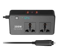 Onduleur de chargeur de véhicule multi-appareils de 200 W avec tensions en temps réel et sortie de type C pour le chargement d'un ordinateur portable, chargeurs de voiture USB C, charge rapide