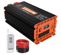 Onduleur de puissance 2500 W DC 12 V vers 110 V/120 V AC pour camping-car, camion, bateau, camping, Out-Net, 5000 W Onduleur solaire de voiture avec 3 sorties AC, port USB et