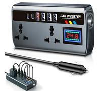 Onduleur de voiture 12 V/24 V vers 220 V, 200 W à onde sinusoïdale pure, convertisseur de puissance portable avec 2 prises de sortie et 3 ports USB, onduleur de puissance à charge rapide pour le