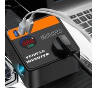 Onduleur de voiture 200 W USB PD Port de charge rapide Convertisseur de tension CC pour véhicules prenant en charge l'entrée DC 12 V et DC 24 V Comprend une protection contre les surcharges et