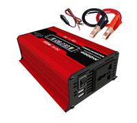 Onduleur De Voiture 4000 W 12 V vers 110 V/220 V, Écran LCD, Transformateur De Tension, Adaptateur De Voiture, Convertisseur De Charge À Onde Sinusoïdale Modifiée Large Gamme D'Applications(Red)