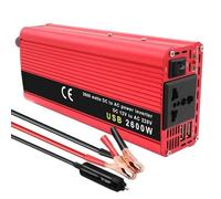 Onduleur Puissance Convertisseur Puissance Portable pour Voiture 12 V CC vers 220 V CA 1500 W/2000 W Adaptateur Prise Universelle UE Accessoires Automobiles(2600W Universal Red)