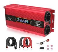Onduleur Puissance Convertisseur Tension Solaire 3000 W DC 12 V/24 V vers AC 220 V/230 V avec Écran LCD Et Fusible Remplaçable Double Prise UE(12V Red)