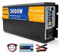 Onduleur Sinus Pur 1500W 2000W 2500W 3000W 4000W DC 12V vers AC 220-240V | Pour Véhicule De Loisir Système Solaire Hors Réseau(3000W,24V to110V)