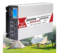 Onduleur sinusoïdal pur 4 000 W/5 000 W/6 000 W/8 000 W, convertisseur de tension DC 12 V, 24 V, 48 V, 60 V, 72 V vers AC 230 V, 240 V, avec prise et chargeur USB, pour voiture, voyage, camping (8 0