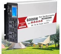 Onduleur sinusoïdal pur 4 000 W/5 000 W/6 000 W/8 000 W, convertisseur de tension DC 12 V, 24 V, 48 V, 60 V, 72 V vers AC 230 V, 240 V, avec prise et chargeur USB, pour voiture, voyage, camping (6 0
