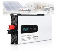 Onduleur solaire 6000 W, convertisseur de tension à onde sinusoïdale pure, 3000 W en continu, écran LCD, multi-protection, idéal pour batterie solaire, camping-car, camion, hors réseau 60 V
