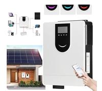Onduleur solaire hybride MPPT tout-en-un (sur/hors réseau) + contrôle intelligent par application, 3 voyants lumineux (batterie/réseau/photovoltaïque), contrôleur 40-160 A, 12-48 V CC à 220 V CA, 12