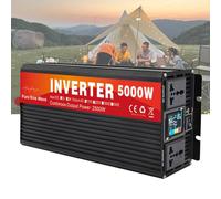 Onduleur Solaire Multifonctionnel 5000 W À Onde Sinusoïdale Pure, Convertisseur 12 V/24 V/48 V/60 V/72 V CC vers 110 V/220 V CA, avec 2 Prises CA, pour Installation Hors Réseau,DC 24v,AC 220V 60Hz