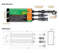 Onduleur Solaire pour Raccordement au Reseau, MPPT Onde Sinusoidale Pure, Entr¿¿e DC26V-46V, Sortie AC180-260V, 350W pour Panneau de 36V, Station d'?nergie de Balcon