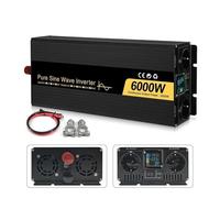 Onduleur Transformateur Convertisseur Tension À Onde Sinusoïdale 4000W 5000W 6000W Double Prise UE DC 12V 24V 48V vers AC 110V 220V 50Hz 60Hz Convertisseur(48V,220V 50HZ_6000W)