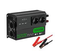 Onduleur Transformateur Onduleur Sinusoïdal Pur 4000W/5000W Convertisseur Haute Puissance Convertisseur De Tension Adaptateur Prise UE Convertisseur(24V5000W220VEU-black)