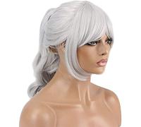 Onduleuses perruques de dentelle bouclée pour filles courtes résistant à la chaleur fibre synthétique résistant à la chaleur naturelle blanche blanc cheval de queue de cheval cosplay cheveux chenghuax