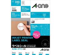 -One (A-one) label seal [inkjet] glossy paper-white A4 size 24 surface Round 10 sheet (240 pieces) 29223 (japan import)