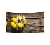 One Basket Lemons Impression Bannière de fête de vacances Décorations avec métal, panneau à suspendre pour intérieur ou extérieur, œillets, 1 paquet