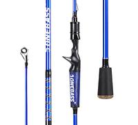 One Bass Canne à pêche IM7 en graphite et canne à couler, 2 pièces solides de qualité avec poignée en polymère - 1,8 m - Bleu