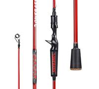 One Bass Canne à pêche IM7 en graphite et canne à couler, 2 pièces solides de qualité avec poignée super polymère - 1,8 m - Rouge