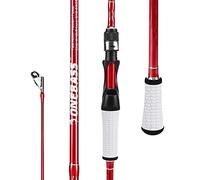 One Bass Canne à pêche, spinning et casting avec fibre de carbone de 30 tonnes - 1,8 m - Rouge